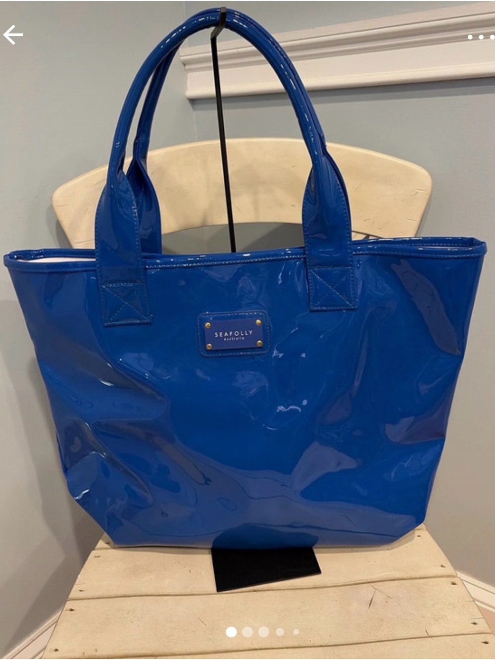 Seafolly Australia Patent Tote Bag in Bright Blue